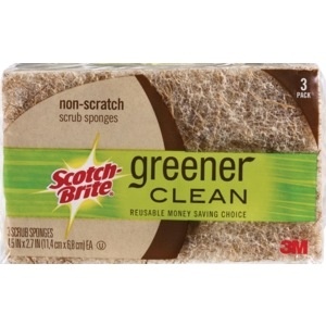 slide 1 of 1, Scotch-Brite Non-Scratch Scrub Sponges, Greener Clean 3 Reusable Money Saving Choice, 1 ct