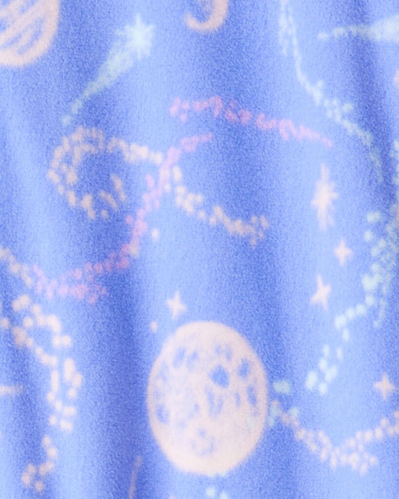 slide 2 of 2, Carter's Girls Space Print Loose Fit Long-Sleeve Zip-Up 1-Piece Pajamas - Blue Blue 14, 1 ct