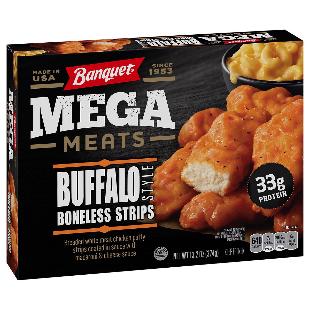 slide 9 of 9, Banquet MEGA Meats Buffalo-Style Chicken Strips, Frozen Meal, 13.2 oz., 13.2 oz