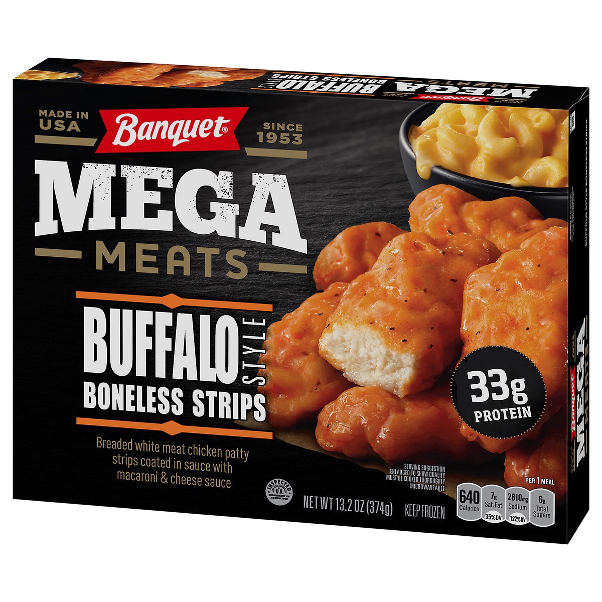 slide 5 of 9, Banquet MEGA Meats Buffalo-Style Chicken Strips, Frozen Meal, 13.2 oz., 13.2 oz