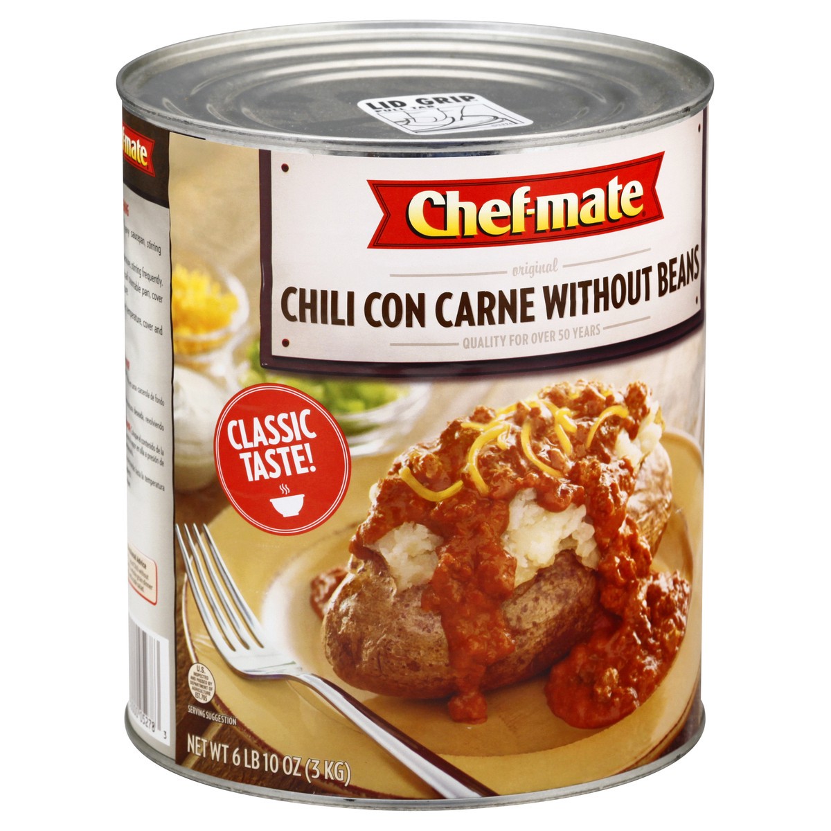 slide 7 of 9, chef-mate Without Beans Original Chili Con Carne 106 oz, 106 oz