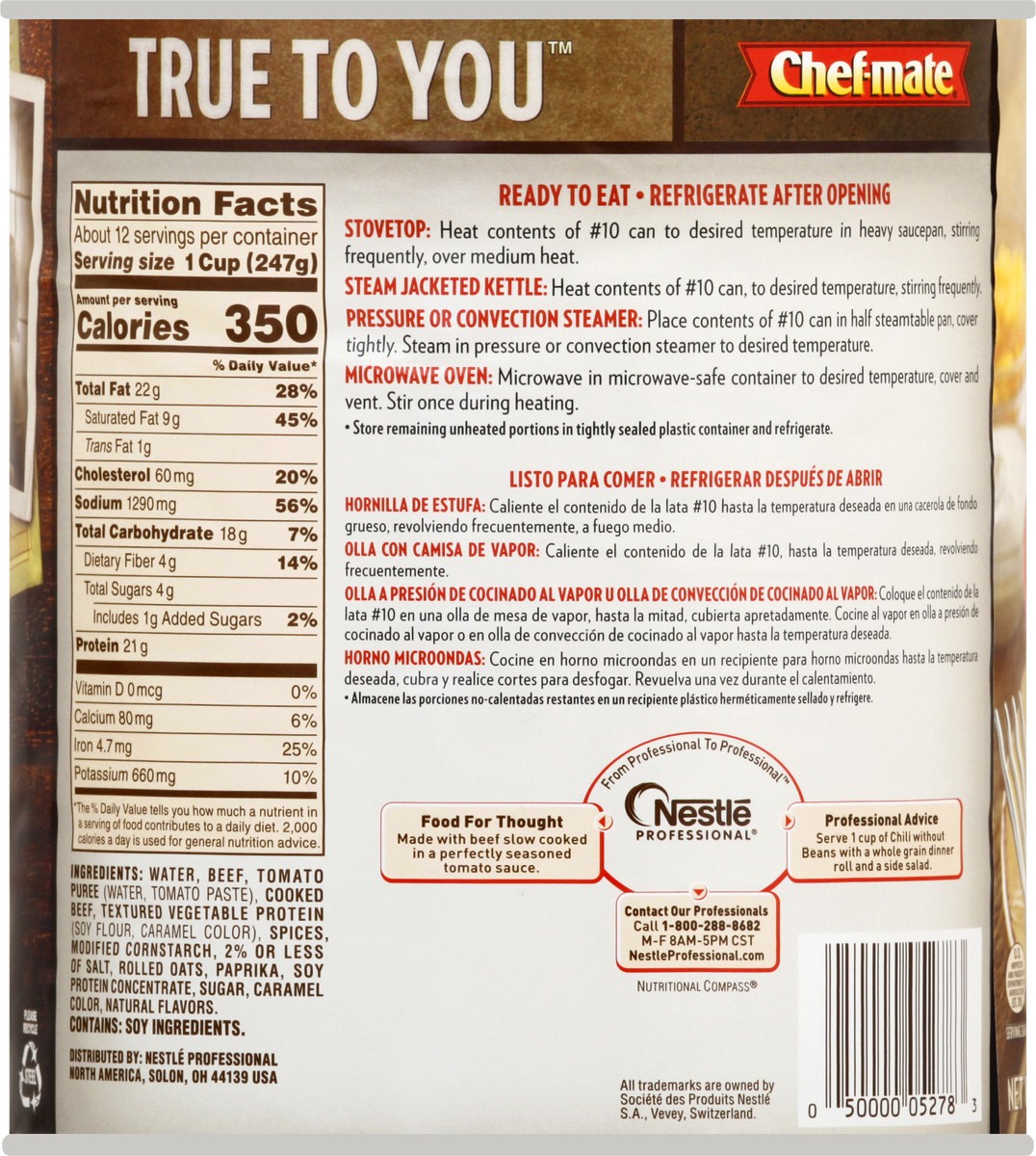 slide 5 of 9, chef-mate Without Beans Original Chili Con Carne 106 oz, 106 oz