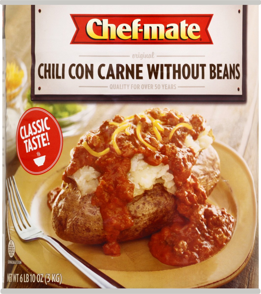 slide 9 of 9, chef-mate Without Beans Original Chili Con Carne 106 oz, 106 oz