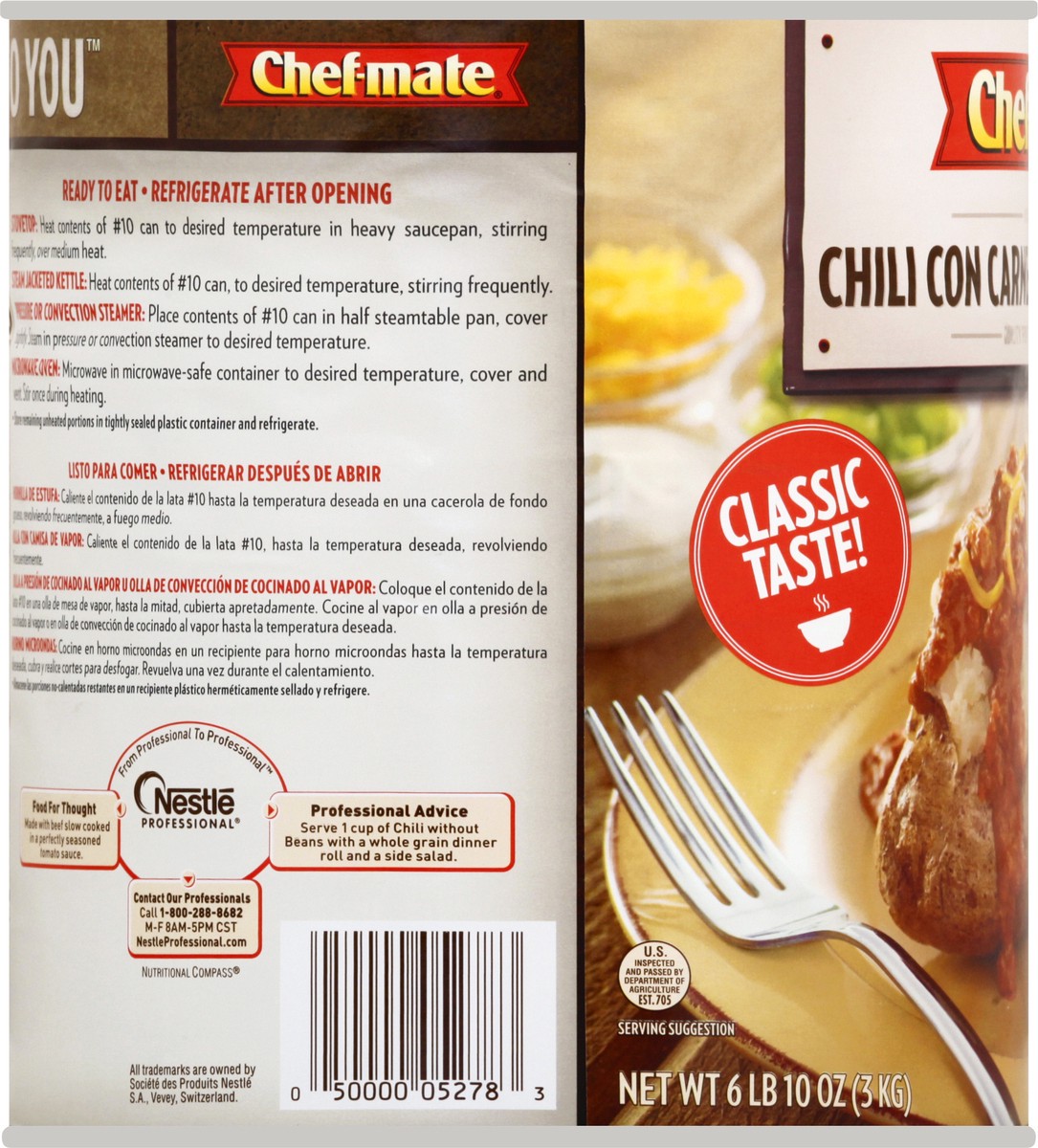 slide 6 of 9, chef-mate Without Beans Original Chili Con Carne 106 oz, 106 oz