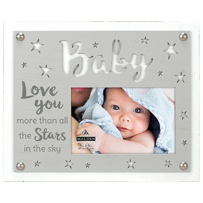 slide 1 of 1, Malden Maiden Love Stars Baby Photo Frame - Grey, 4 in x 6 in