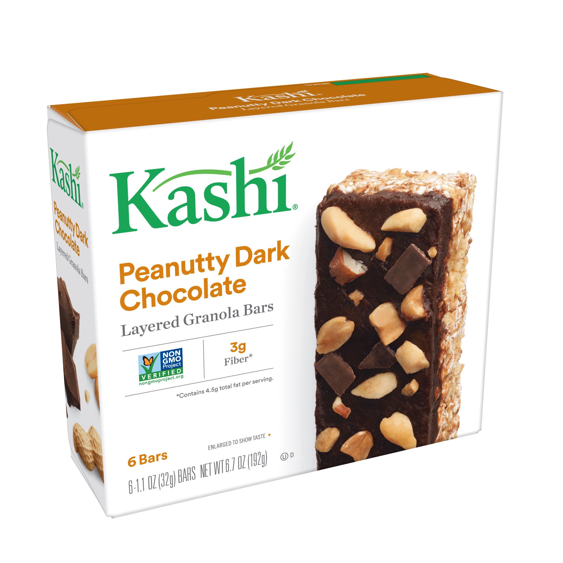slide 1 of 7, Kashi Peanutty Dark Chocolate Layered Granola Bars, 6 ct; 1.1 oz