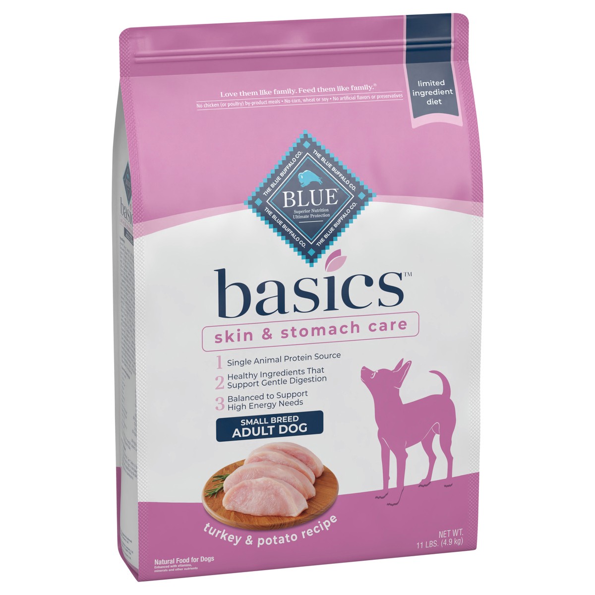 slide 2 of 9, Blue Buffalo Blue Basics Limited Ingredient Diet For Small Breeds, Turkey & Potato, 11 lb