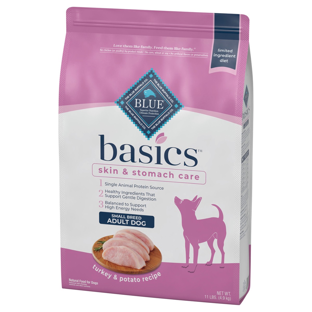 slide 3 of 9, Blue Buffalo Blue Basics Limited Ingredient Diet For Small Breeds, Turkey & Potato, 11 lb