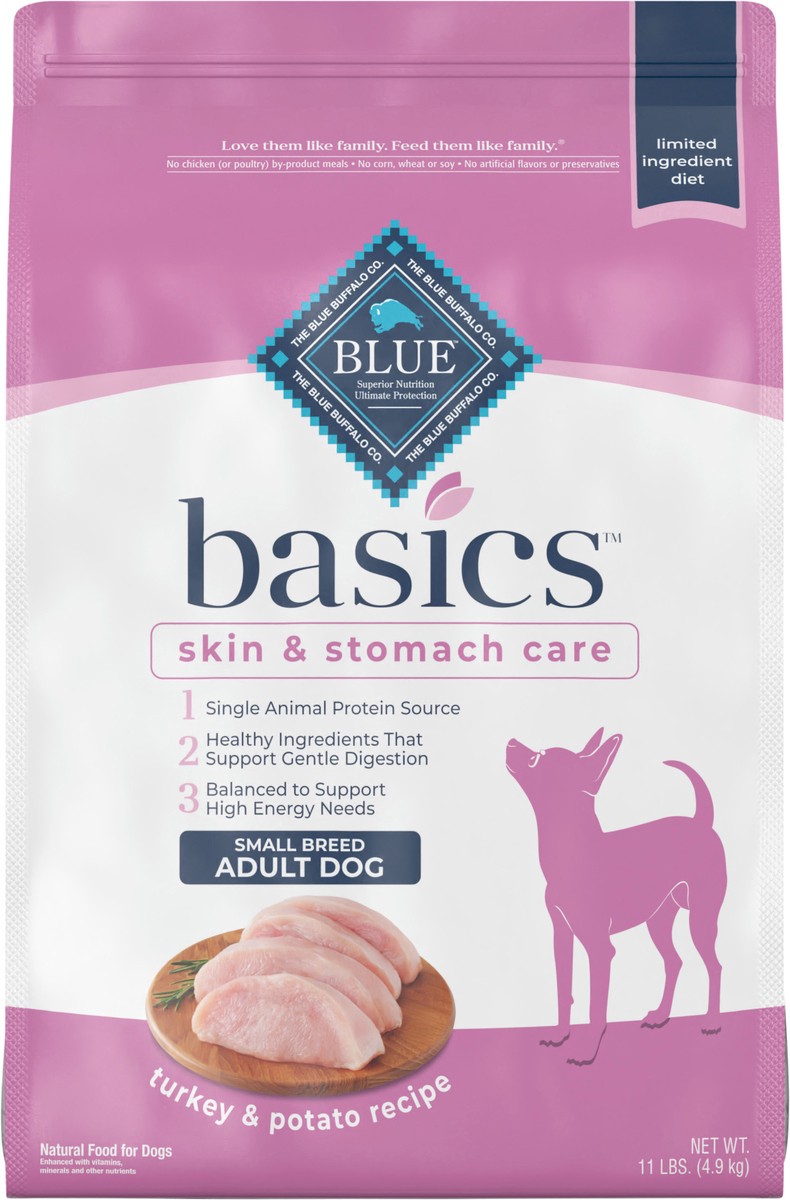 slide 5 of 9, Blue Buffalo Blue Basics Limited Ingredient Diet For Small Breeds, Turkey & Potato, 11 lb