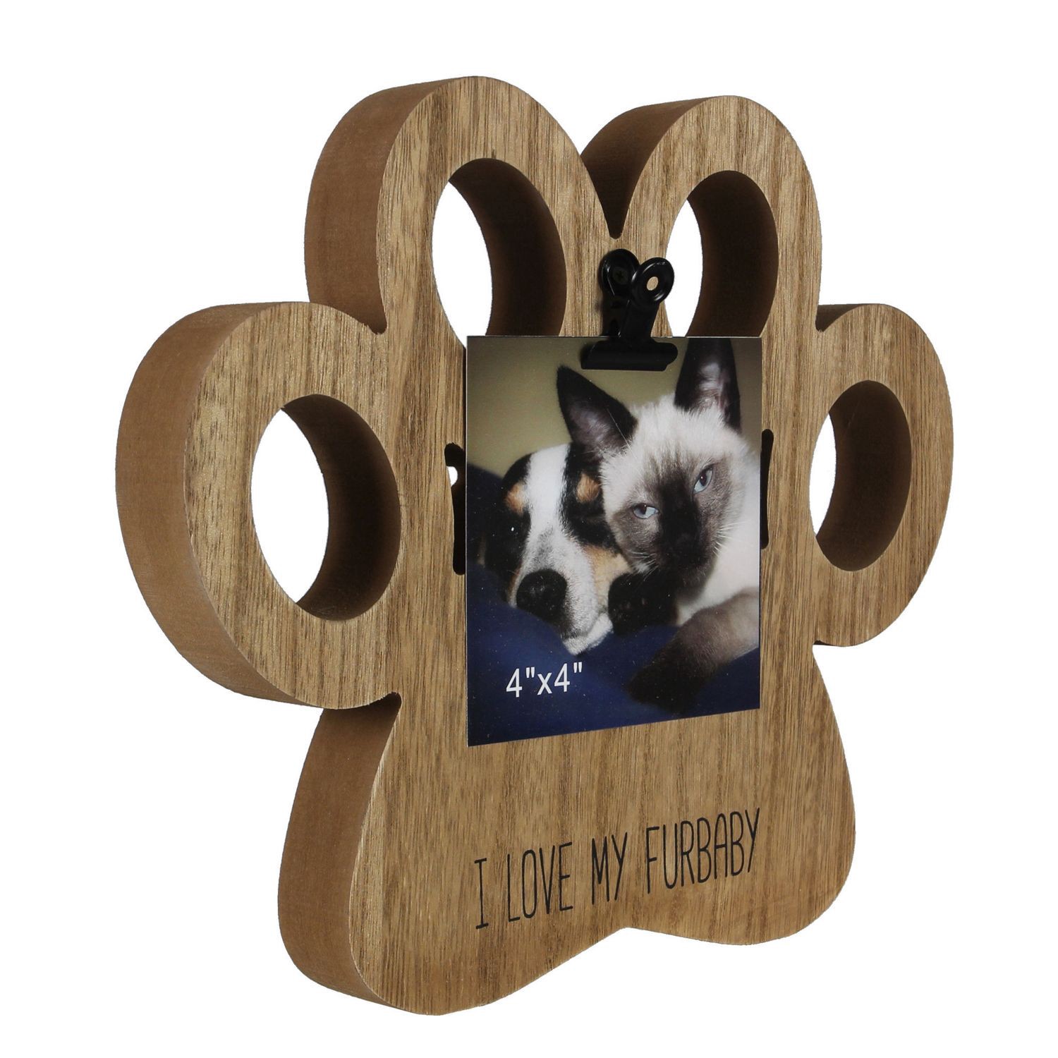 slide 4 of 4, YOUNGS Wood Pawprint Clip Photo Frame, 1 ct