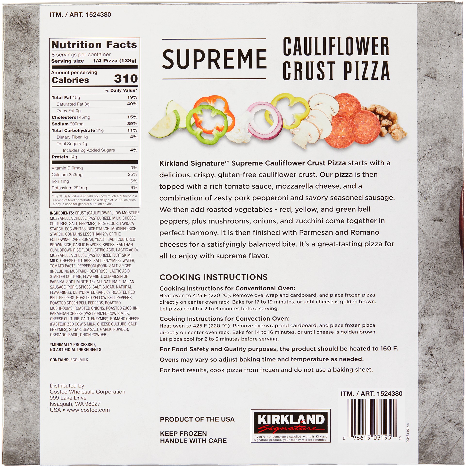 slide 2 of 4, Kirkland Signature Cauliflower Crust Pizza, 