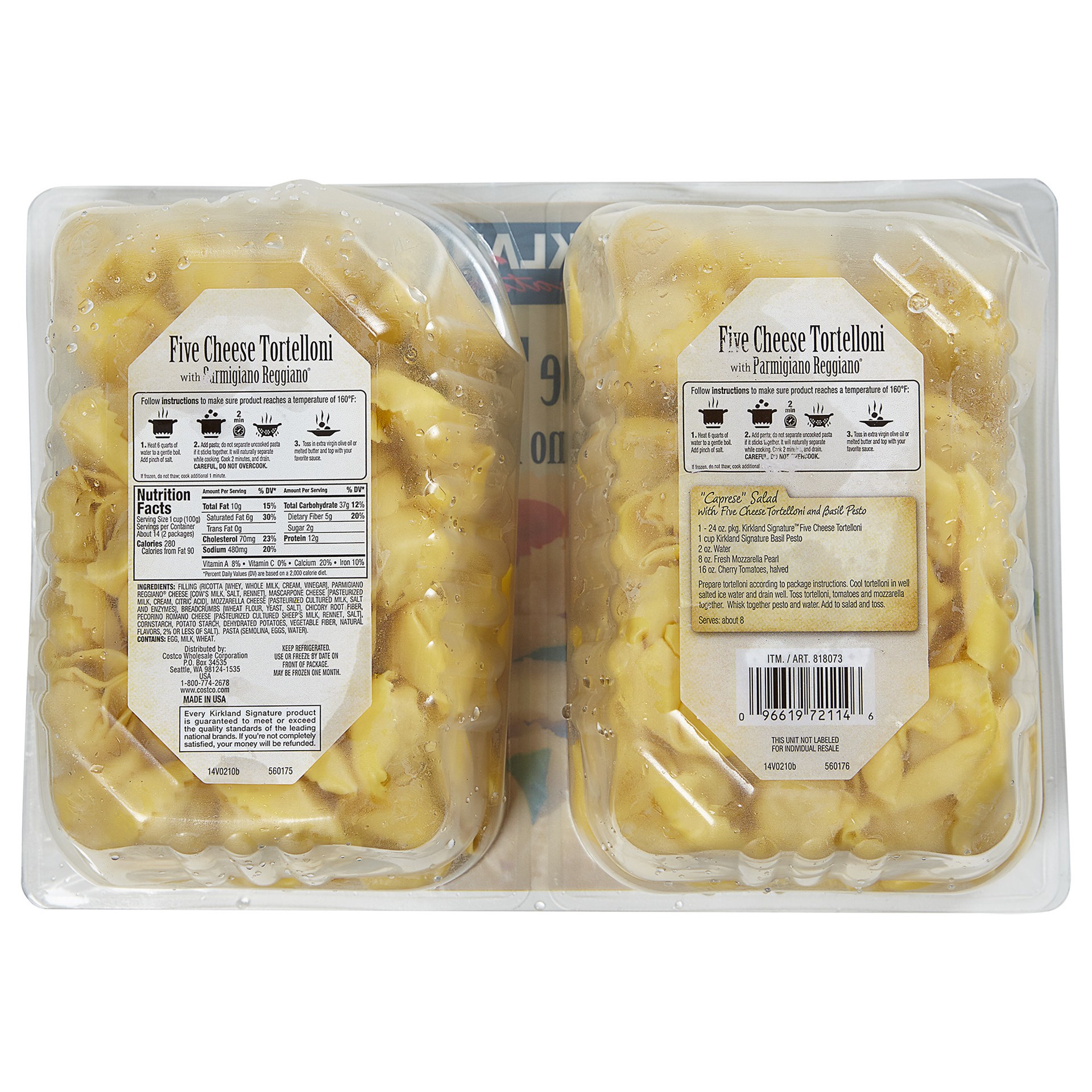 slide 2 of 2, Kirkland Signature Five Cheese Tortelloni, 24 oz, 2 count, 