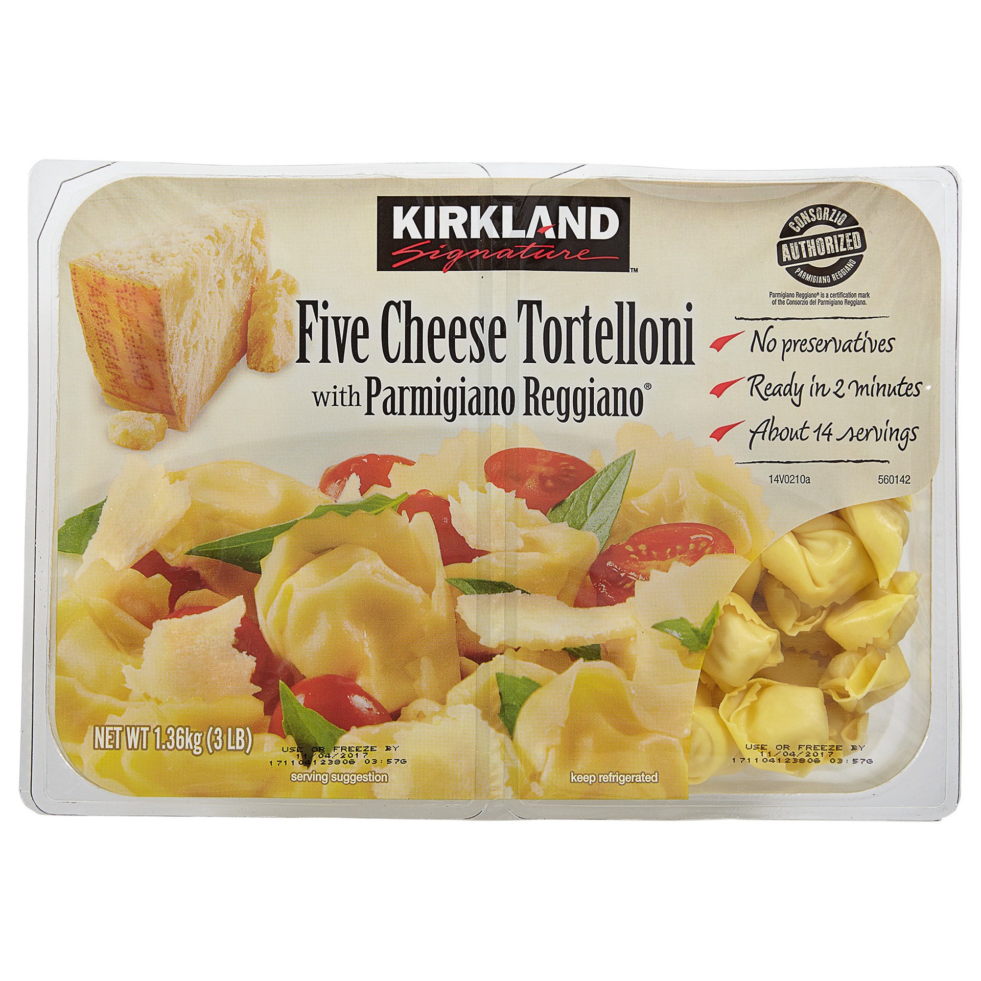 slide 1 of 2, Kirkland Signature Five Cheese Tortelloni, 24 oz, 2 count, 