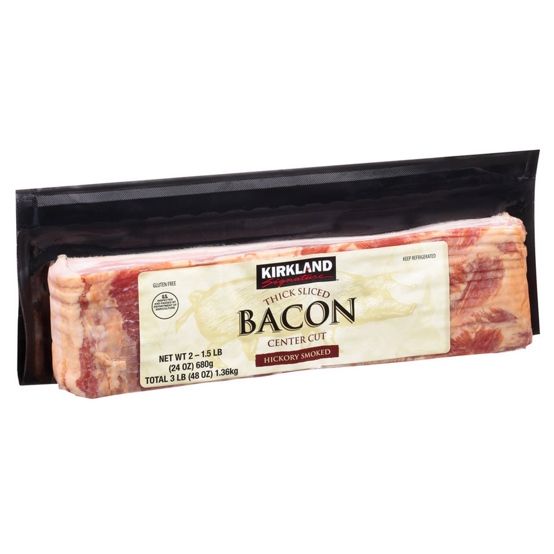 slide 1 of 1, Kirkland Signature Thick Sliced Bacon, 1.5 lbs, 2 count, 