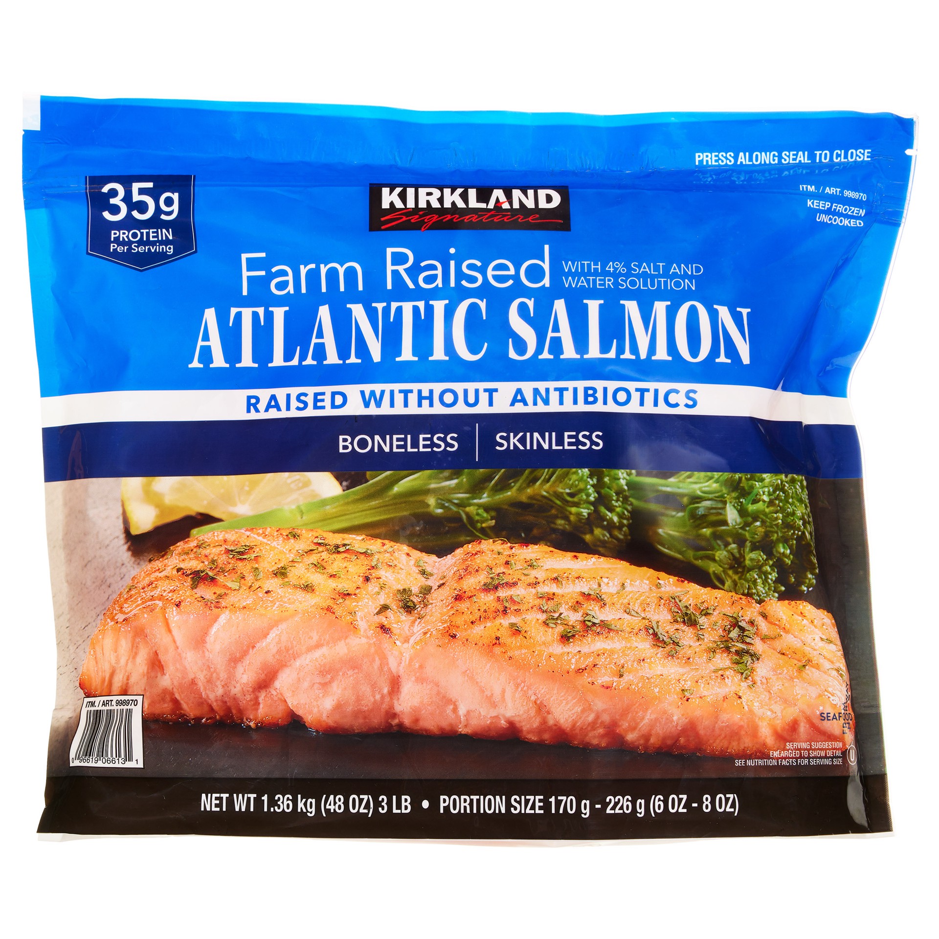 slide 1 of 1, Kirkland Signature Farmed Atlantic Salmon Individually Wrapped, 