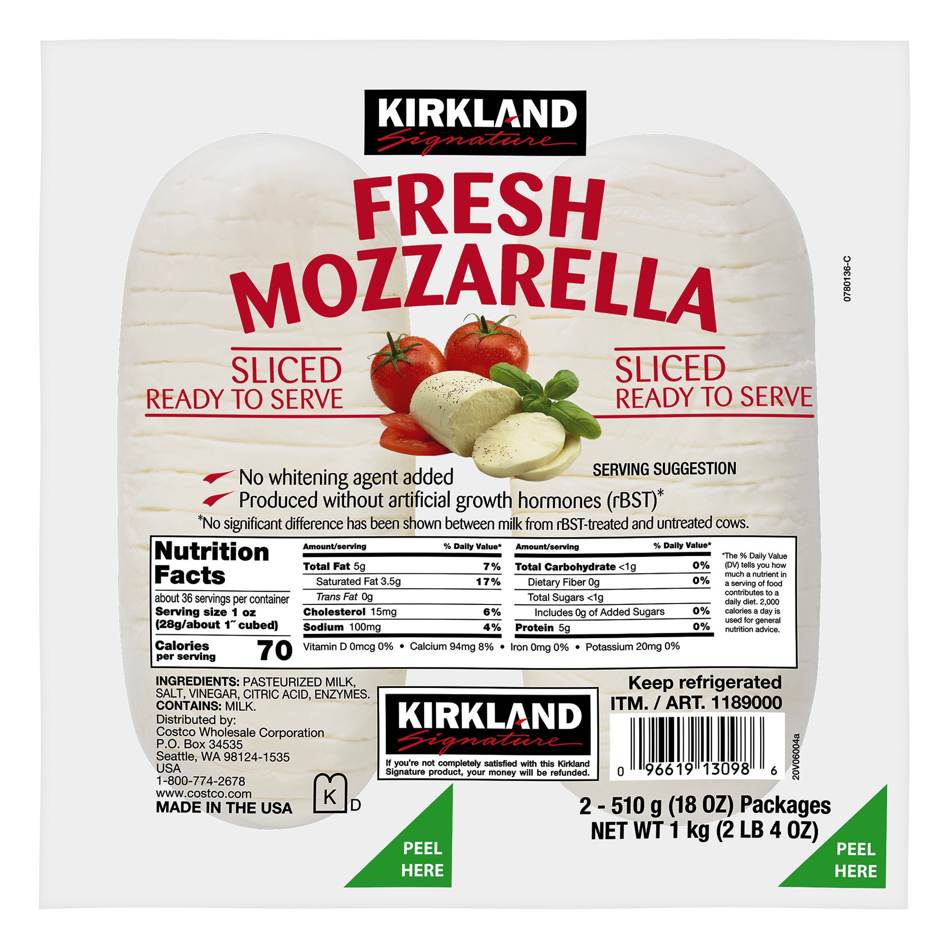 Kirkland Signature Fresh Sliced Mozzarella 18 oz Shipt