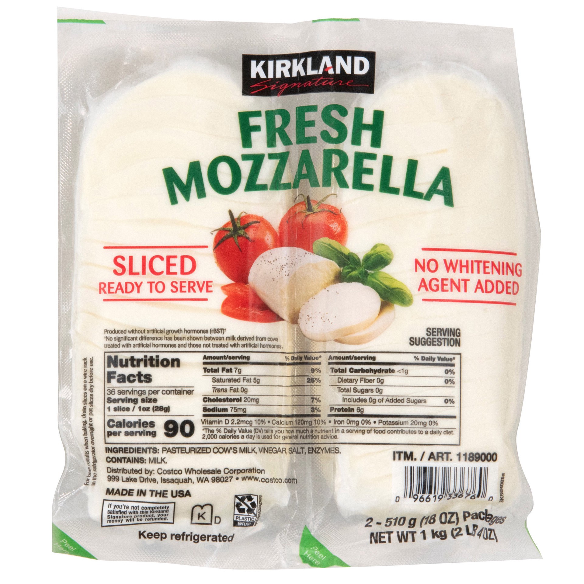 slide 1 of 1, Kirkland Signature Fresh Mozzarella, 18 oz, 2 count, 