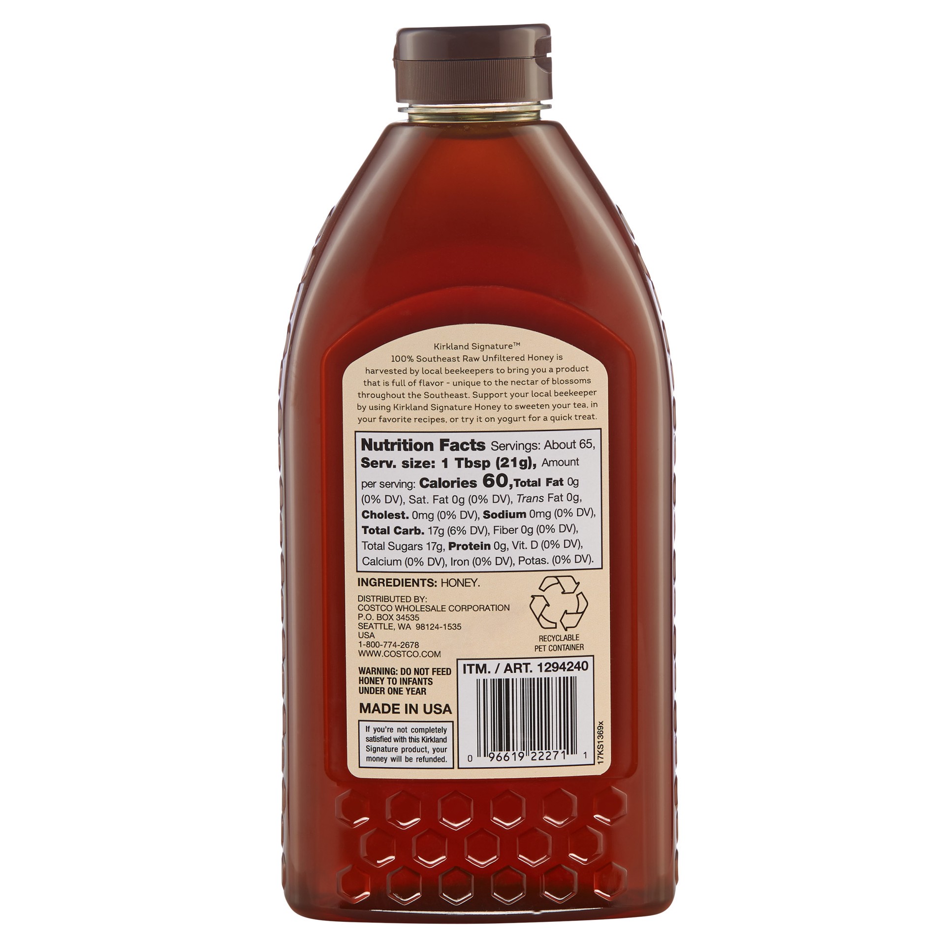 slide 2 of 2, Kirkland Signature Southeast Raw Unfiltered Honey, 3 lbs, 