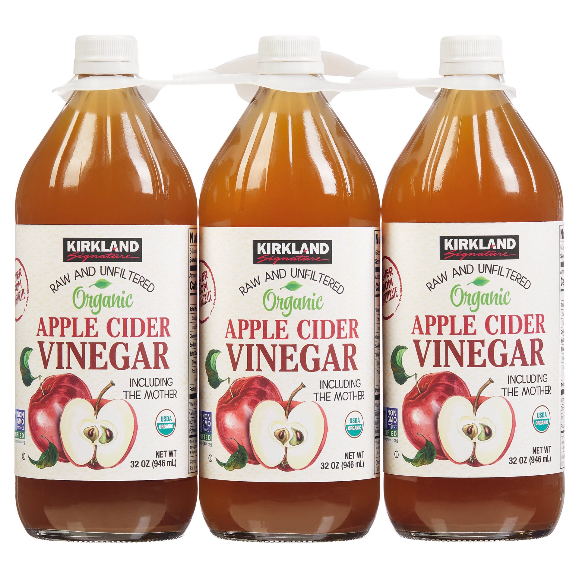 slide 1 of 2, Kirkland Signature Organic Apple Cider Vinegar, 32 oz, 3 count, 