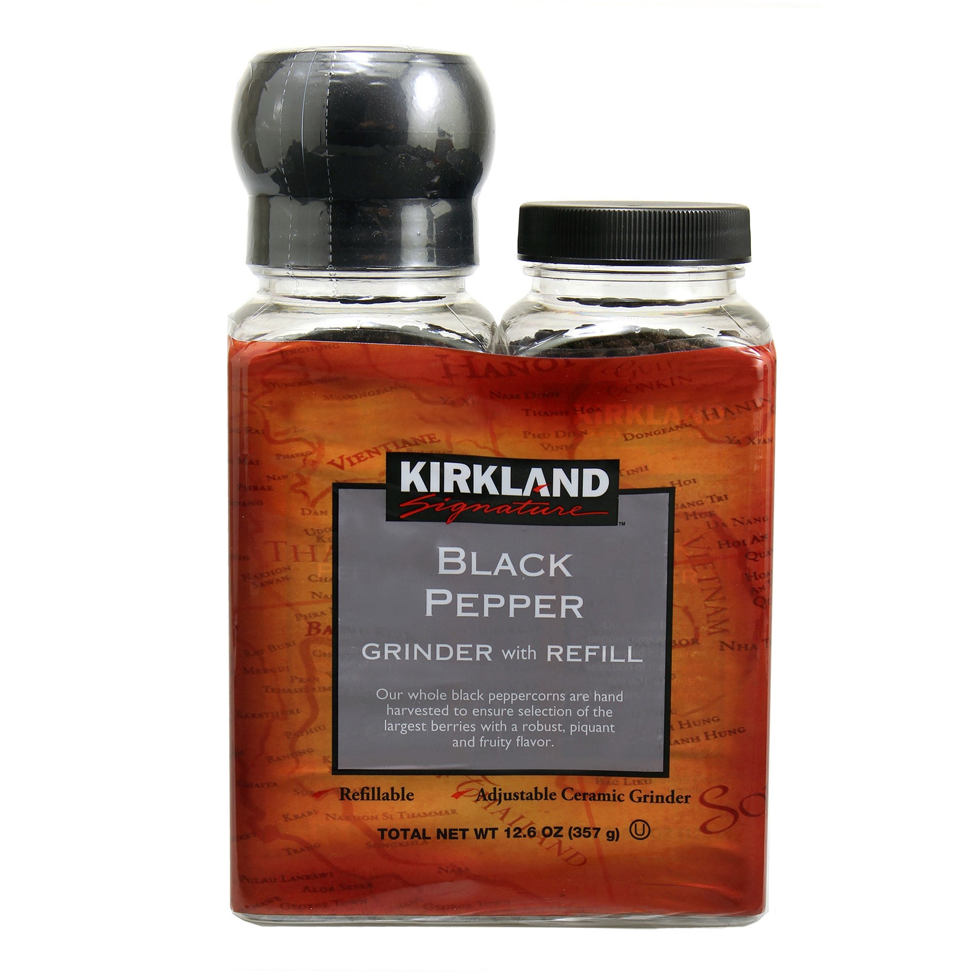 slide 1 of 1, Kirkland Signature, Black Pepper with Grinder, 6.3 oz, 2 Count, 