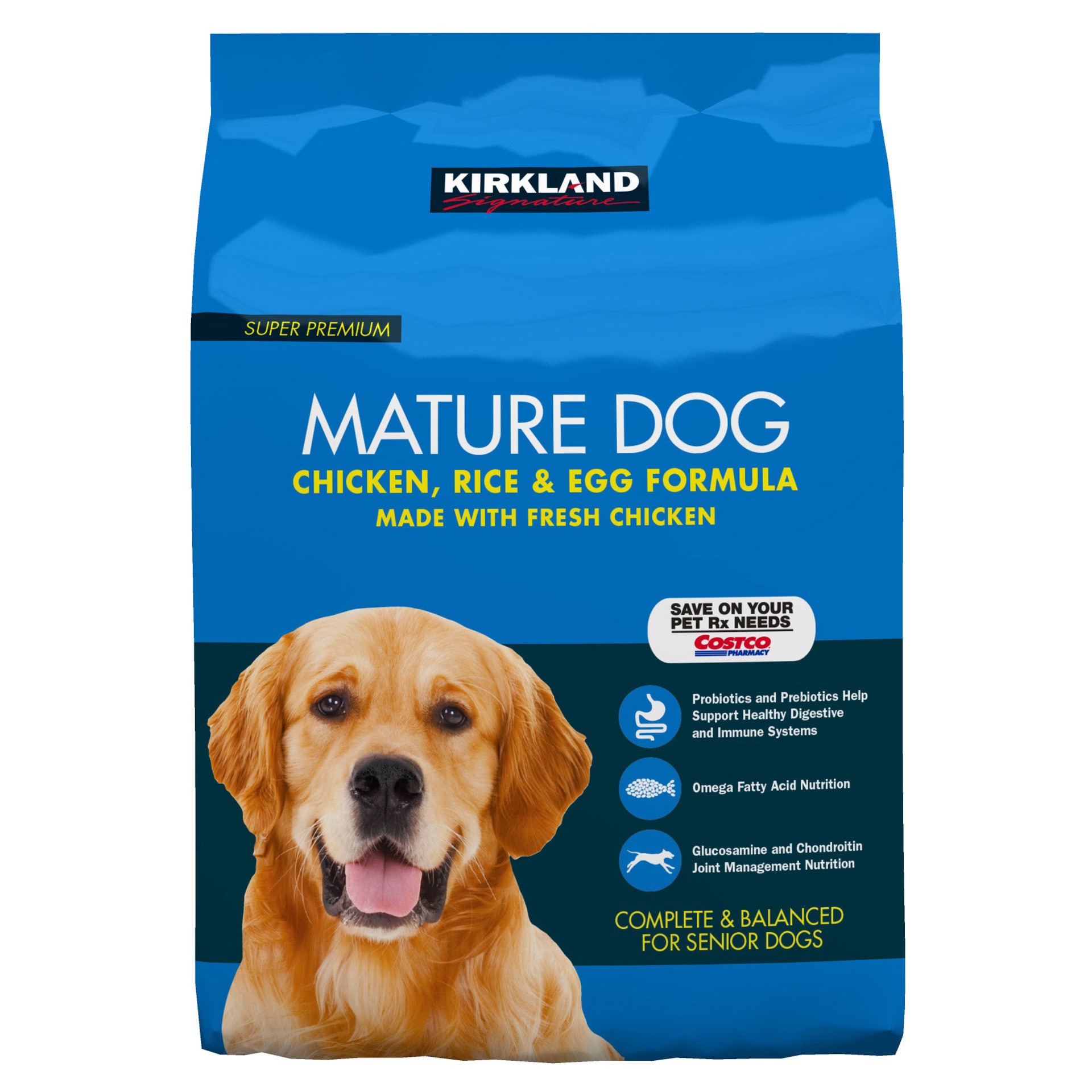 slide 1 of 2, Kirkland Signature Mature Formula Chicken, Rice and Egg Dog Food, 40 lbs, 