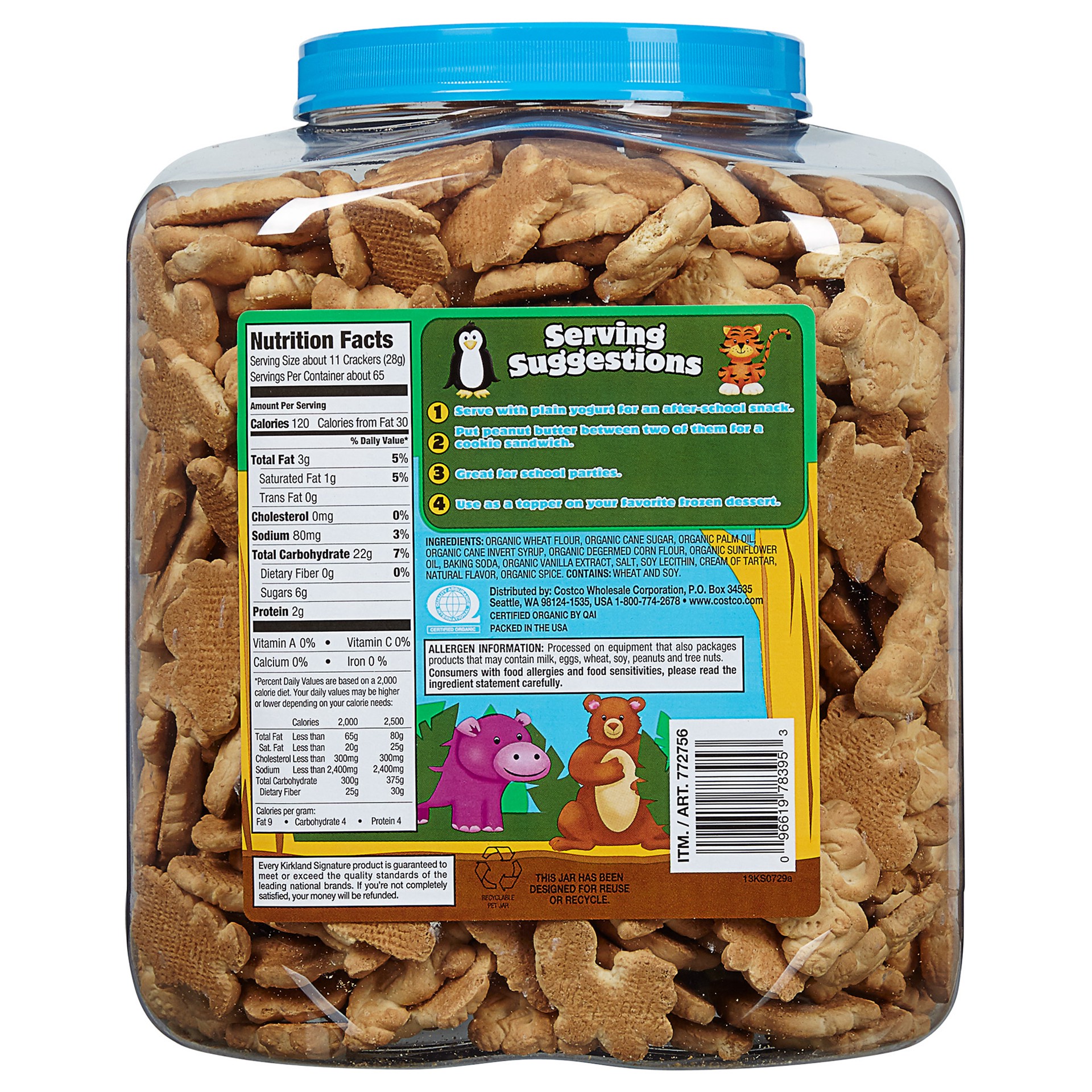 slide 2 of 2, Kirkland Signature Organic Animal Crackers, 4 lbs, 