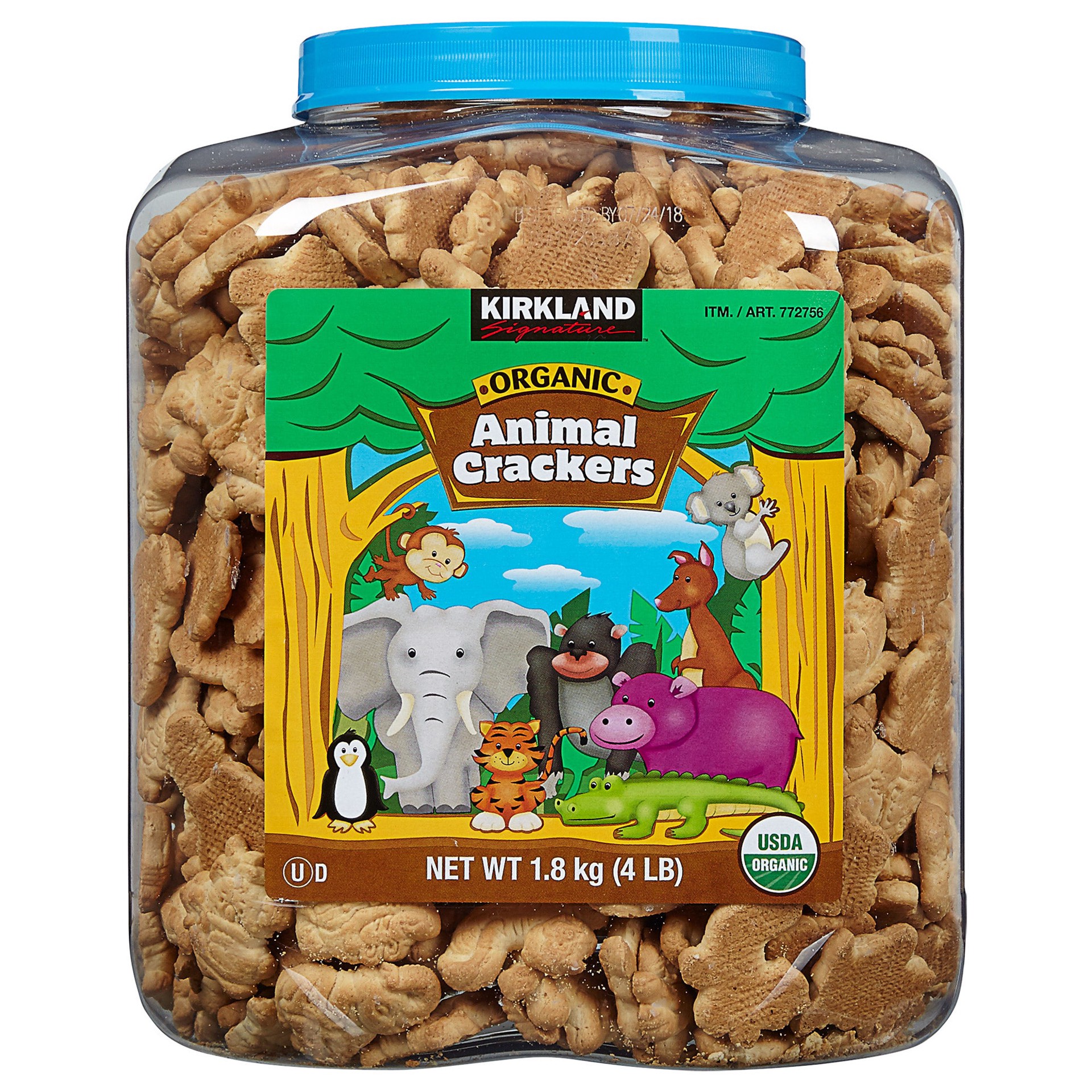 slide 1 of 2, Kirkland Signature Organic Animal Crackers, 4 lbs, 