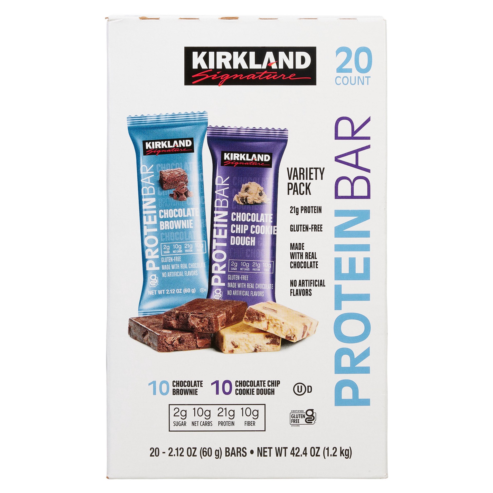 slide 1 of 2, Kirkland Signature Protein Bar, Variety Pack, 2.12 oz, 20 count, 