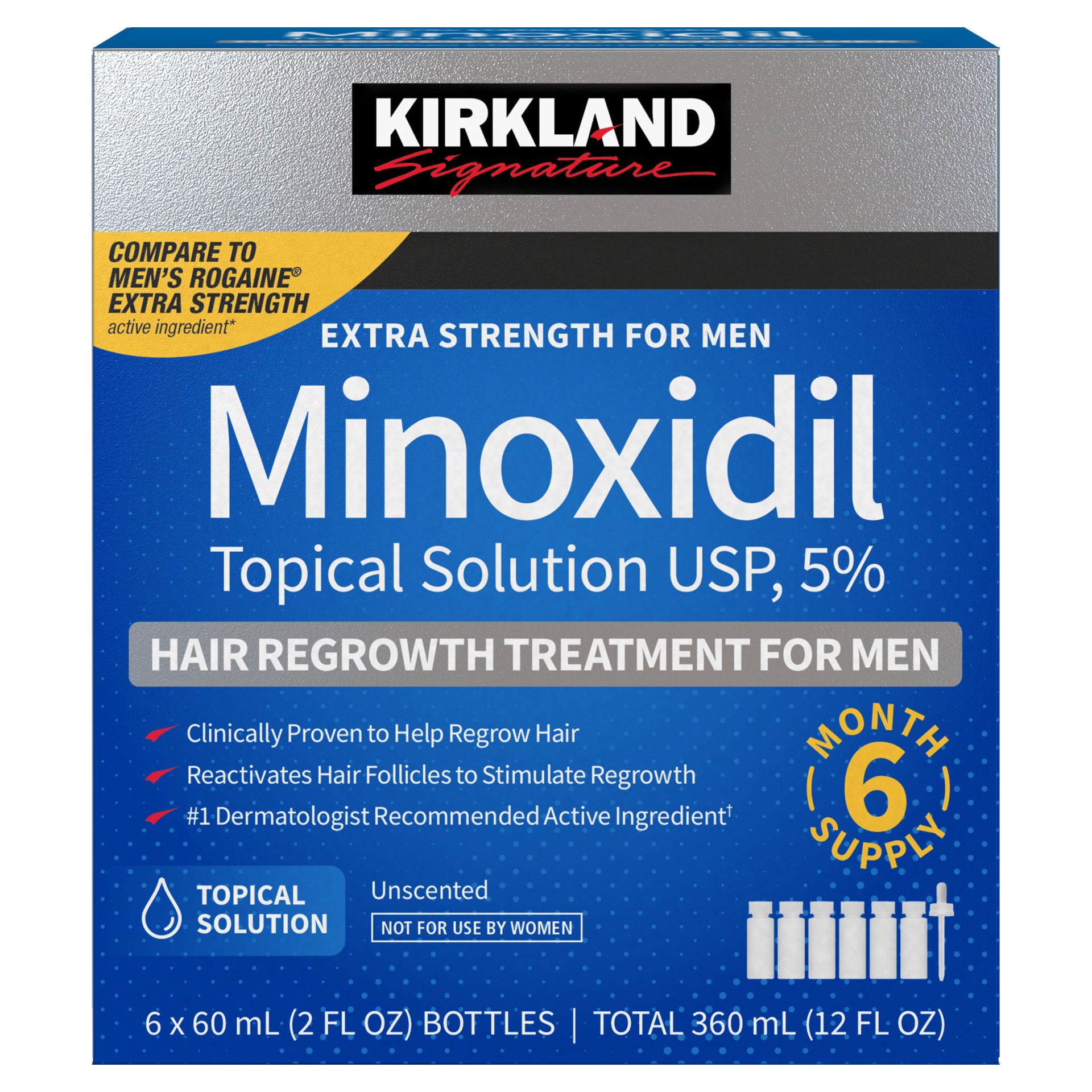 slide 1 of 2, Kirkland Signature Hair Regrowth Treatment Extra Strength for Men, 5% Minoxidil Topical Solution, 2, 