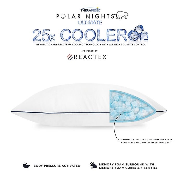 slide 5 of 11, Therapedic Polar Nights 25x Cooling Adjustable Ice Cube King Hybrid Pillow, 1 ct