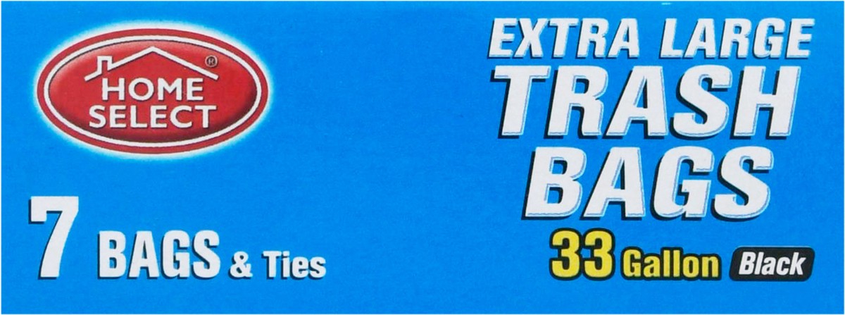 slide 8 of 13, Home Select 33 Gallon Extra Large 2-Ply Strength Black Trash Bags 7 Bags & Ties 7 ea, 7 ct