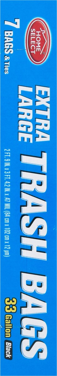 slide 9 of 13, Home Select 33 Gallon Extra Large 2-Ply Strength Black Trash Bags 7 Bags & Ties 7 ea, 7 ct