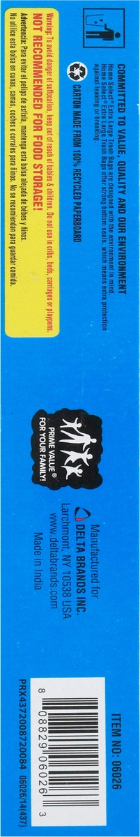 slide 12 of 13, Home Select 33 Gallon Extra Large 2-Ply Strength Black Trash Bags 7 Bags & Ties 7 ea, 7 ct