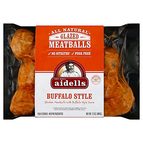 slide 1 of 1, Aidells Meatballs Chicken Buffalo, 12 oz