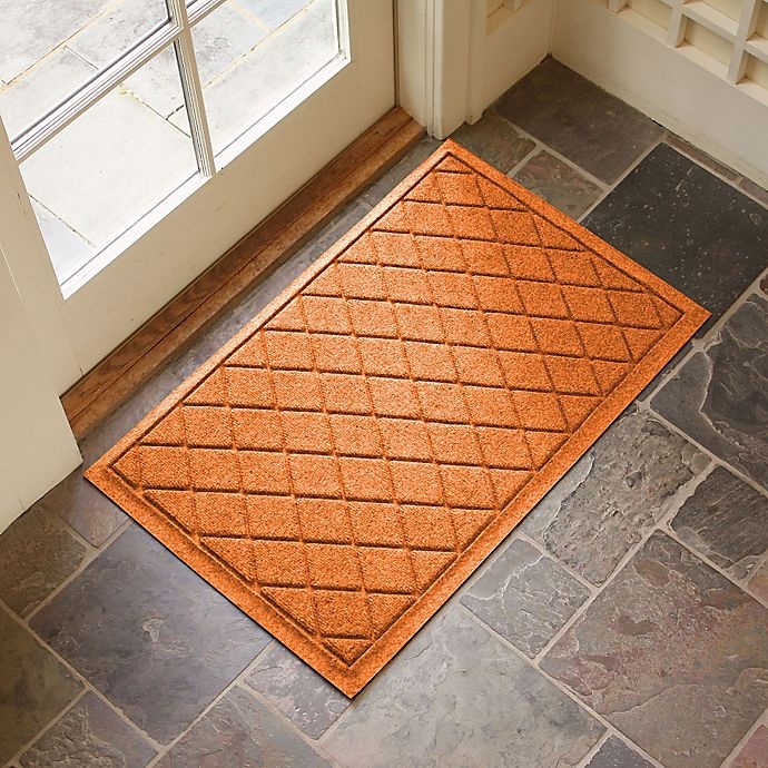 slide 2 of 2, Weather Guard Argyle Door Mat - Orange, 23 in x 35 in