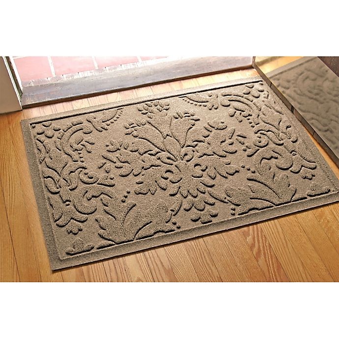 slide 2 of 2, Weather Guard Damask Door Mat - Khaki, 23 in x 35 in