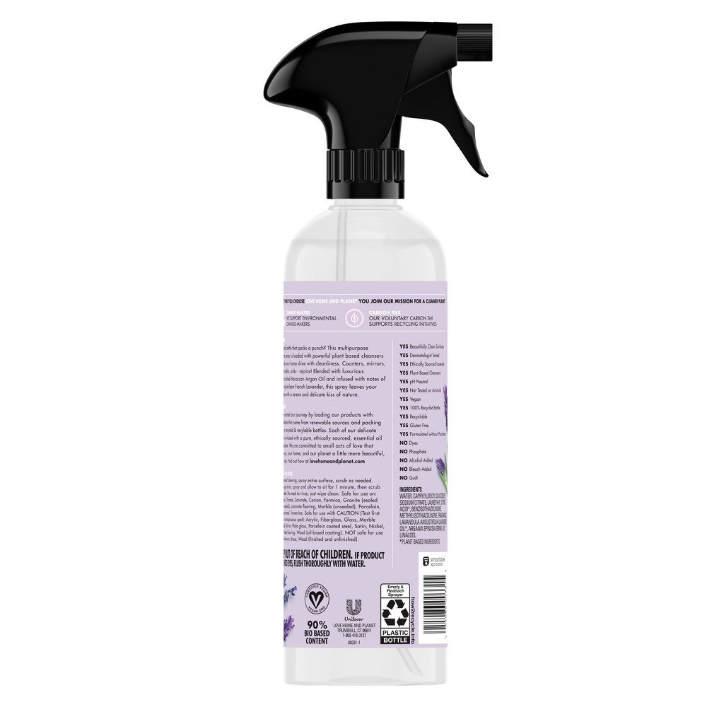 slide 4 of 4, Love Home and Planet Lavender & Argan Oil Multipurpose Clean Spray, 23 oz