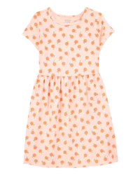 Carter's Kid Orange Print Short-Sleeve Dress Orange 12