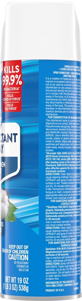 slide 3 of 4, Kroger Fresh Linen Scent Disinfectant Spray, 19 oz