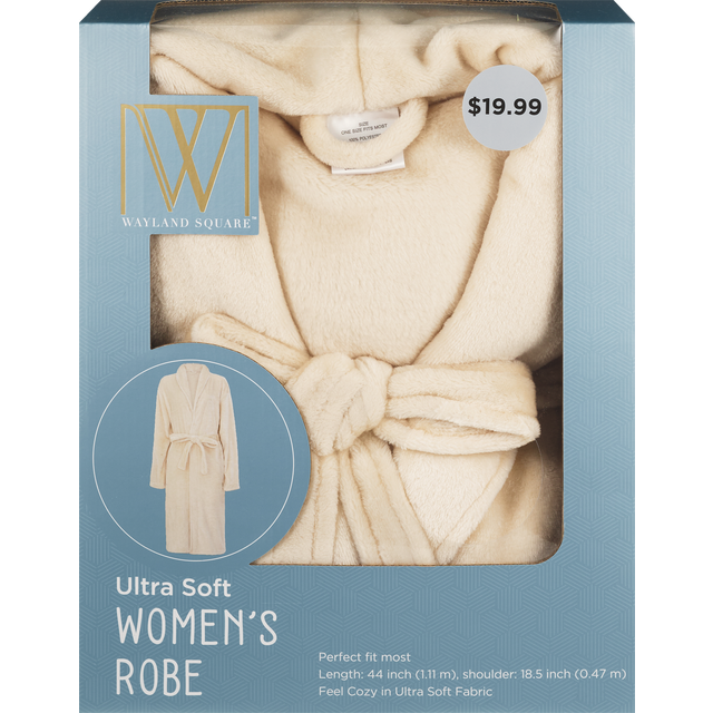 slide 1 of 1, Fall Fest Flannel Bath Robe, Cream, 1 ct