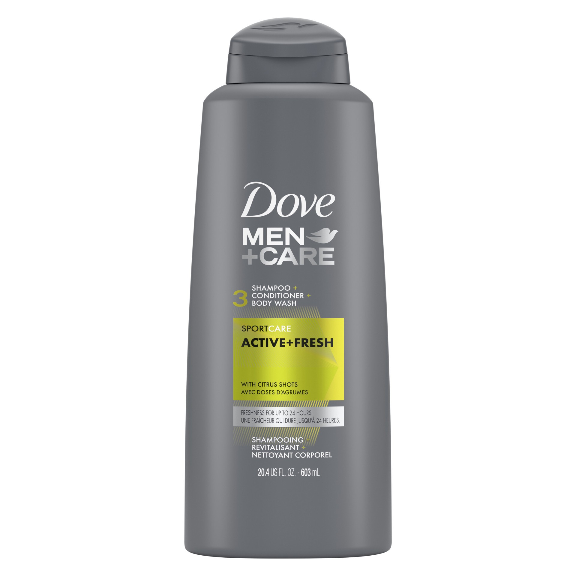 slide 1 of 2, Dove Men+Care Sport+Care 3 in 1 Shampoo Active+Fresh, 20.4 oz, 20.4 oz