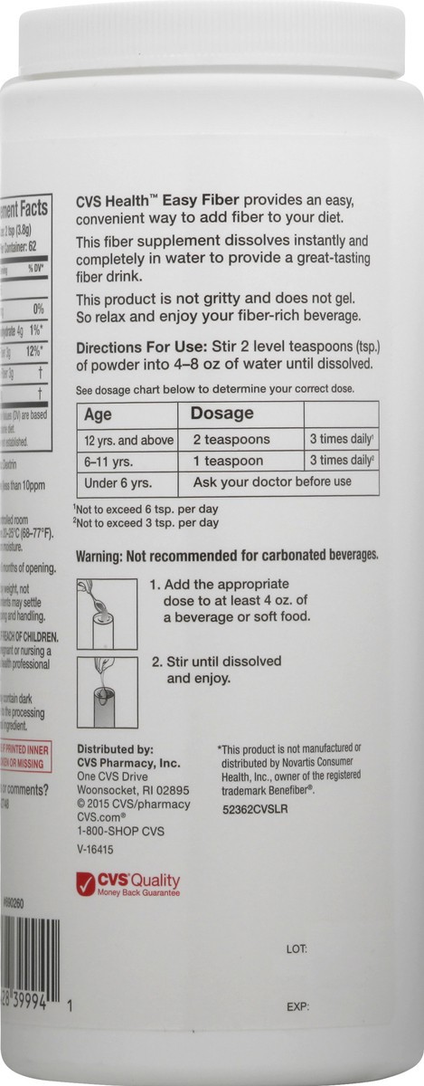 slide 4 of 11, CVS Health Easy Fiber, 62 Servings, 1 ct