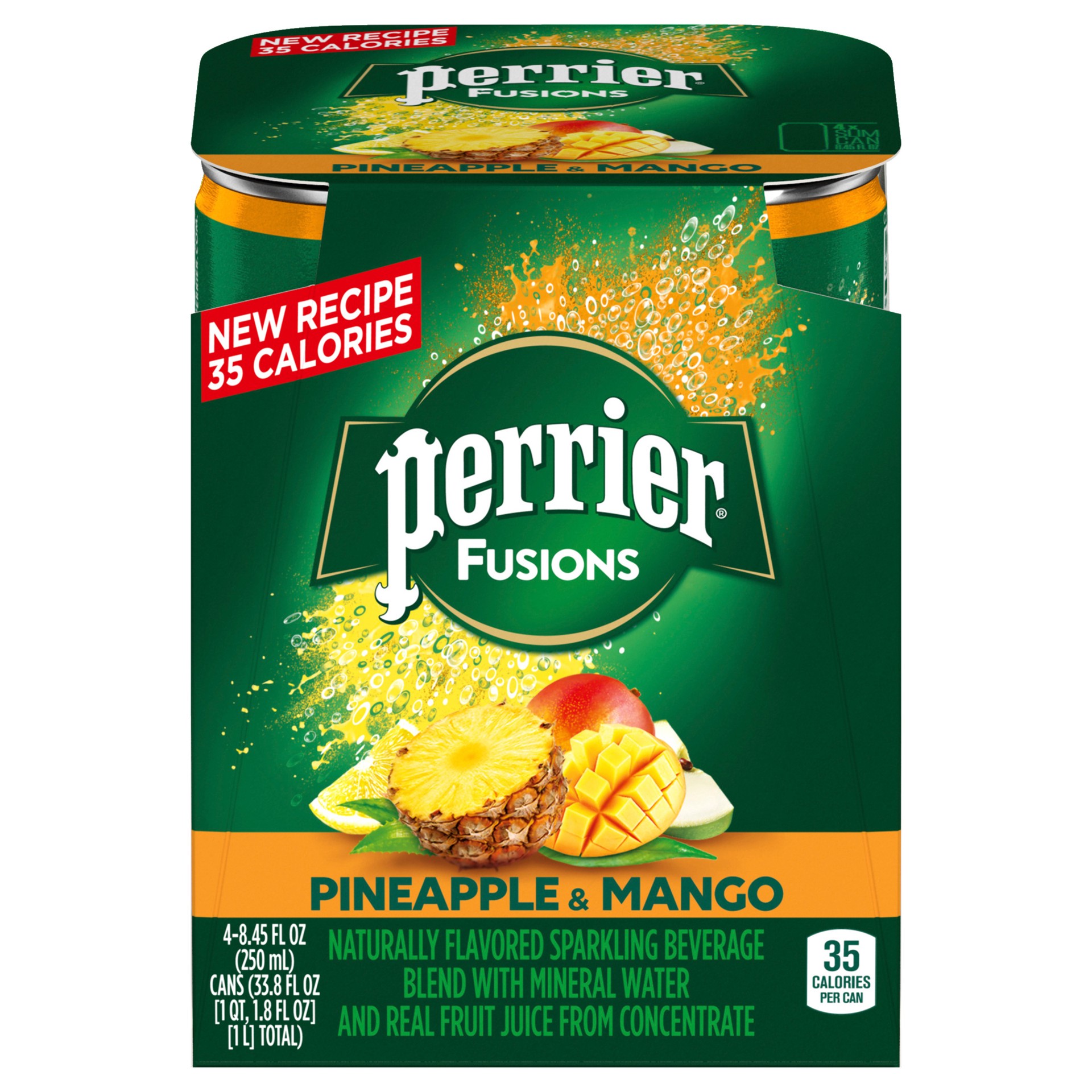 slide 1 of 2, Perrier & Juice, Pineapple and Mango Flavor, 8.45 Fl Oz. Cans (Pack of 4), 4 ct; 8.45 fl oz