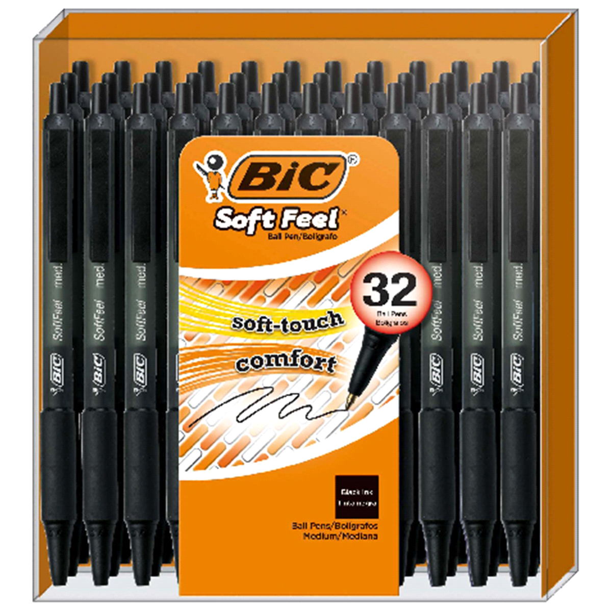 slide 1 of 1, BIC Soft Feel Retractable Ball Pens, Medium Point, 32 ct