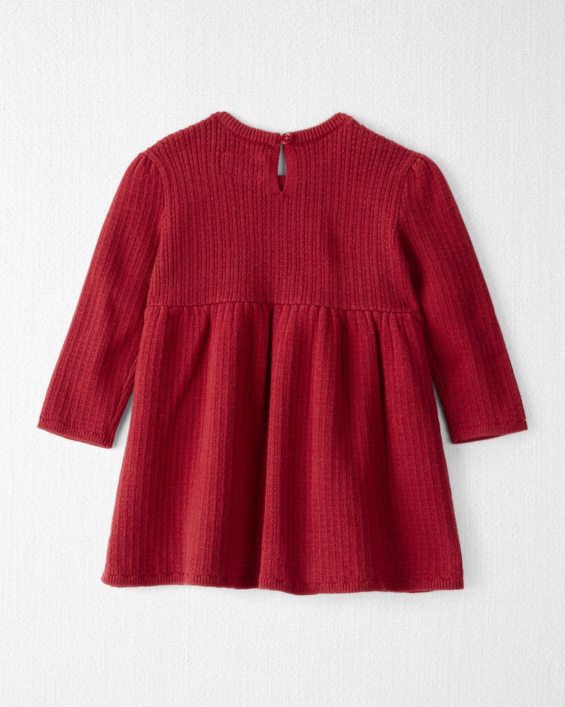 slide 4 of 4, Littleplanet Baby Girl Organic Cotton Sweater Knit Dress Deep Red 12M, 1 ct