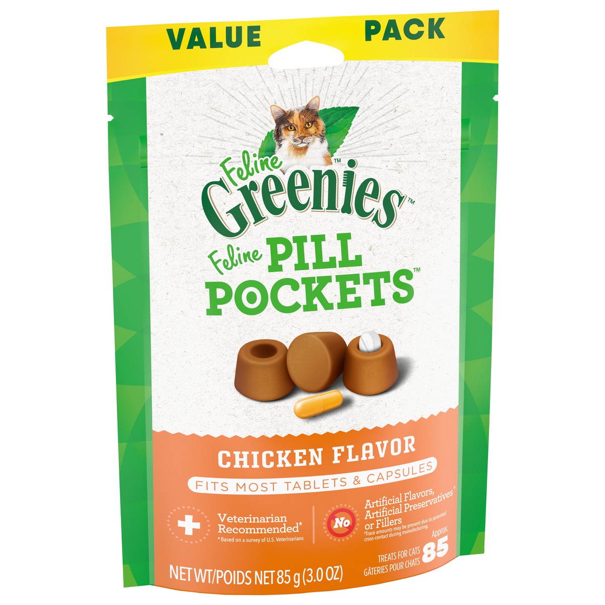 slide 2 of 4, Greenies Pill Pockets Chicken Flavor Treats for Cats Value Pack 3.0 oz, 3 oz
