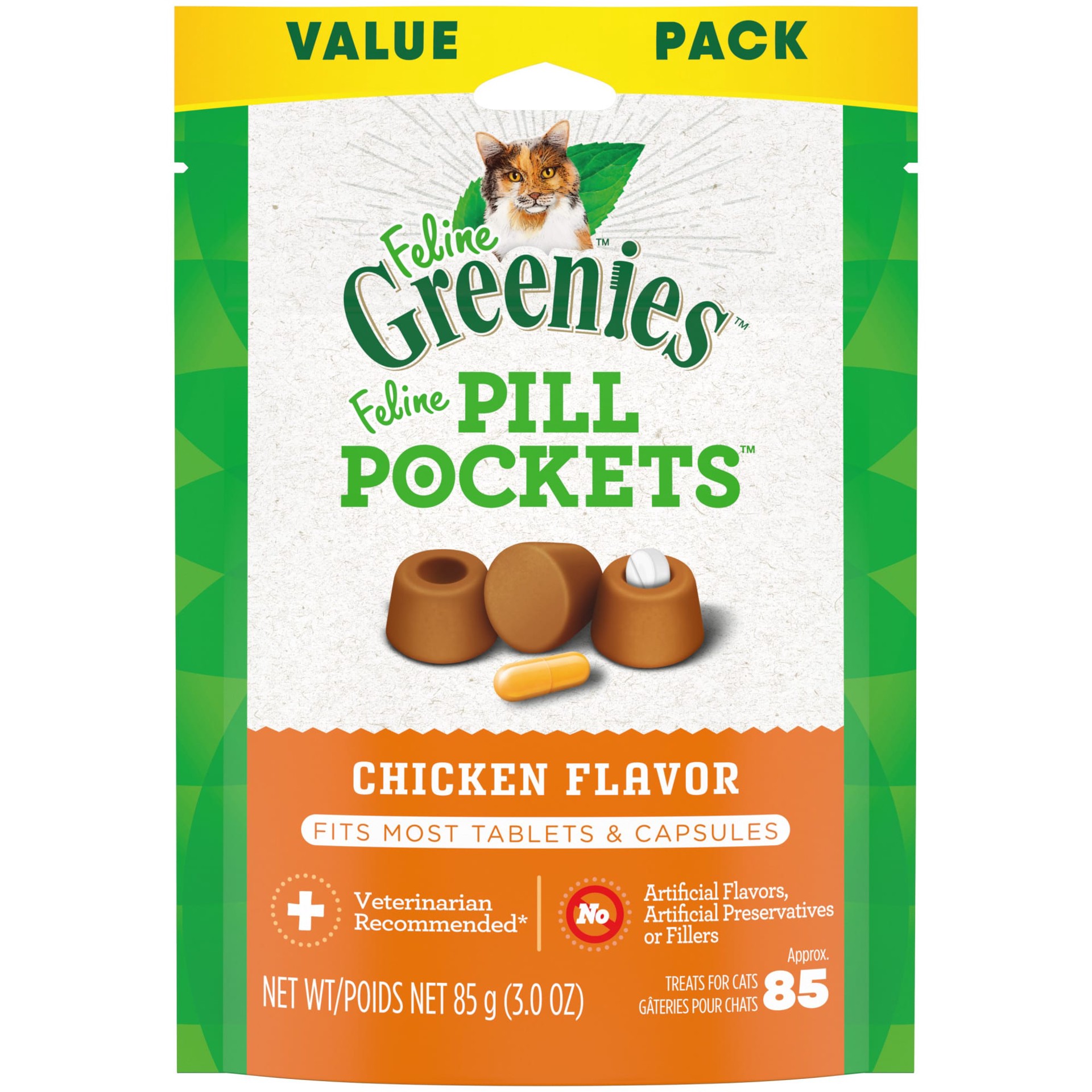 slide 1 of 4, Greenies Pill Pockets Chicken Flavor Treats for Cats Value Pack 3.0 oz, 3 oz