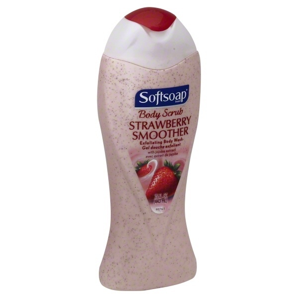 slide 1 of 1, Softsoap Body Butter Strawberry Smoother Body Smoothing Wash, 15 oz