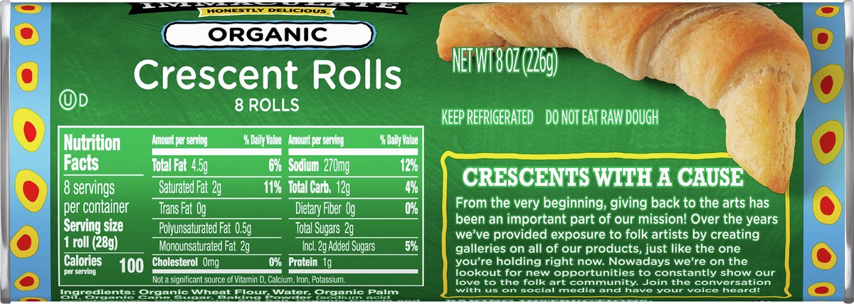 slide 13 of 13, Immaculate Baking Organic Crescent Rolls, 8 Rolls, 8 oz., 8 ct