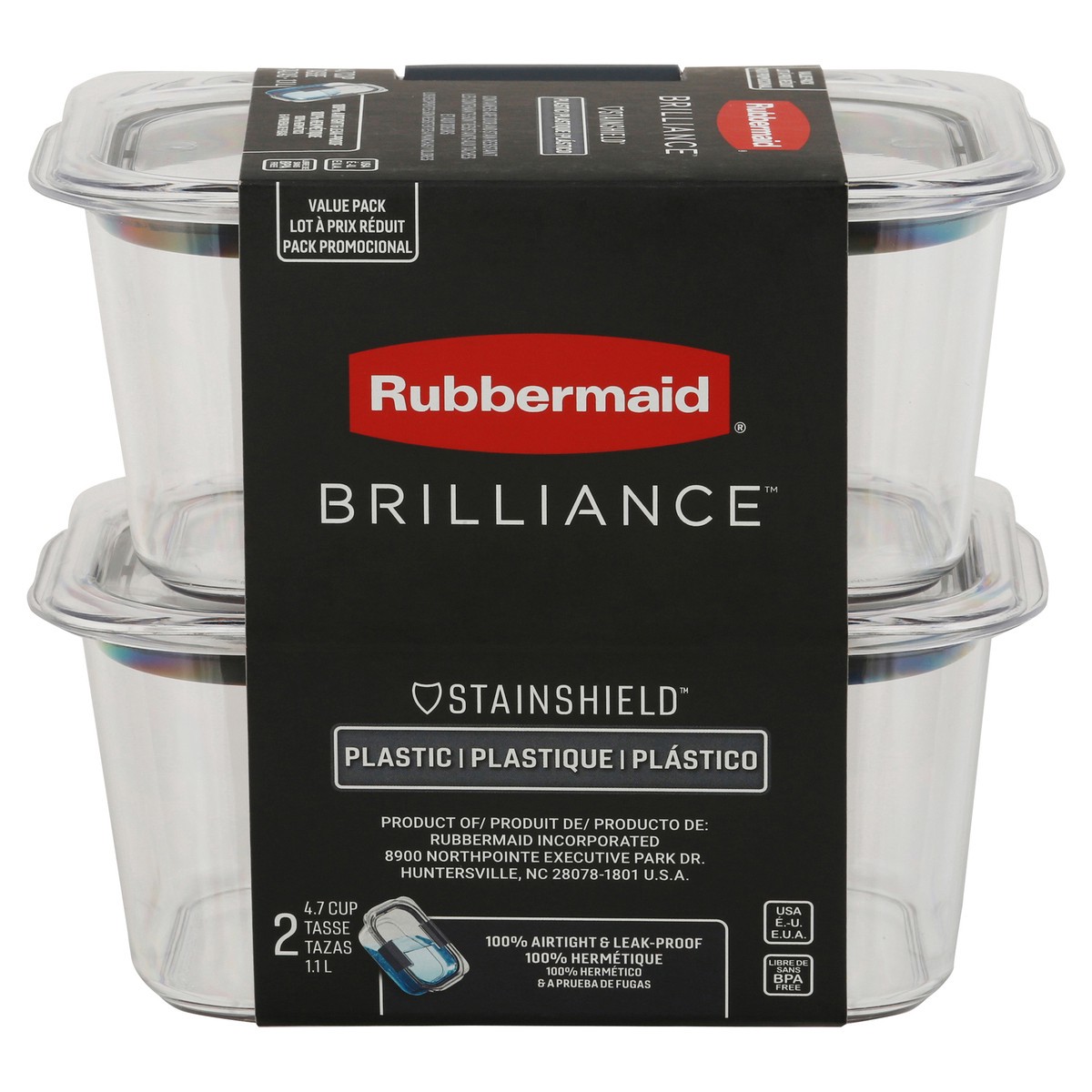 slide 1 of 9, Rubbermaid Brilliance Value Pack Plastic Containers 2 ea, 2 ct